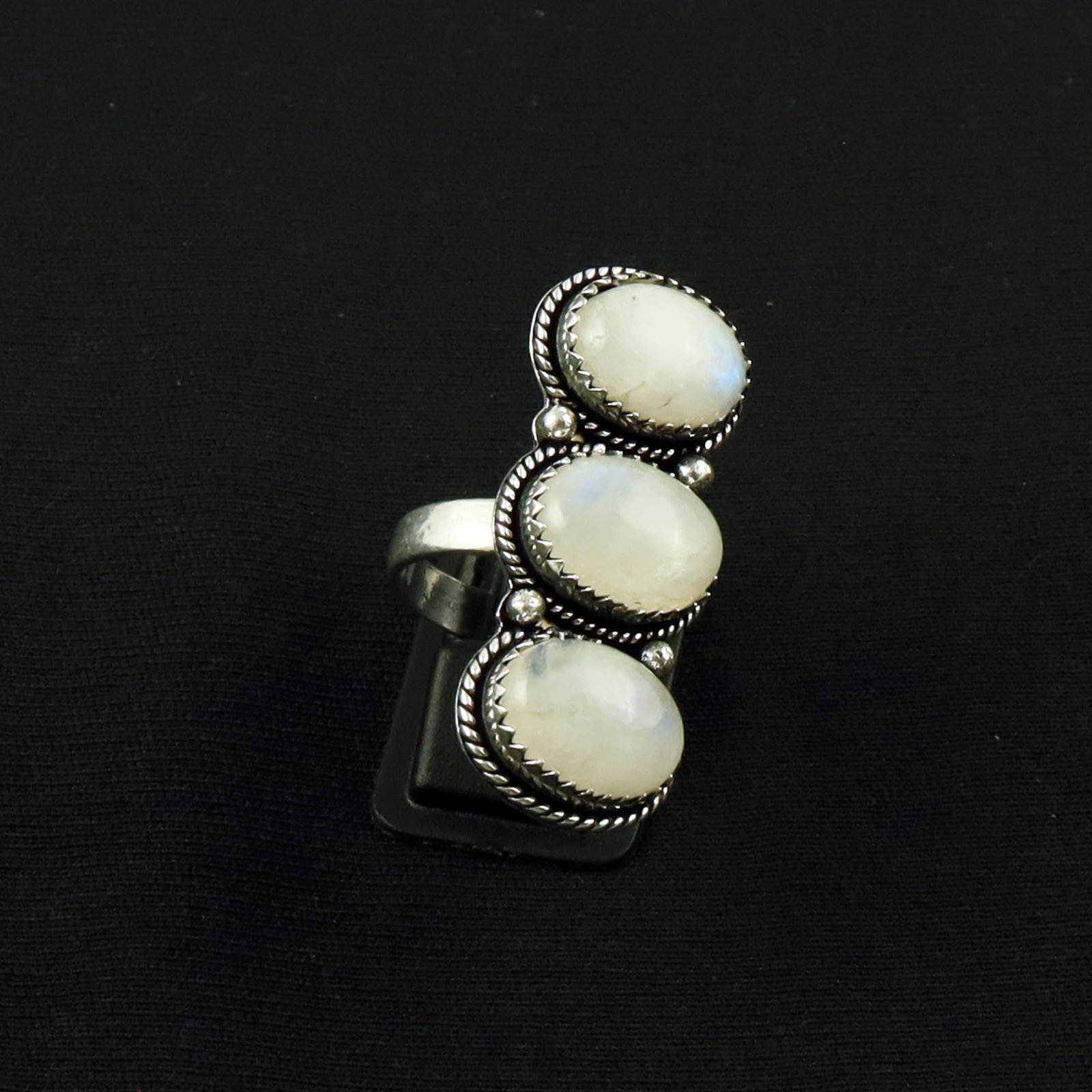 Natural Rainbow Moonstone Silver Plated Handmade Ring - 8.5MM (1 of 4)