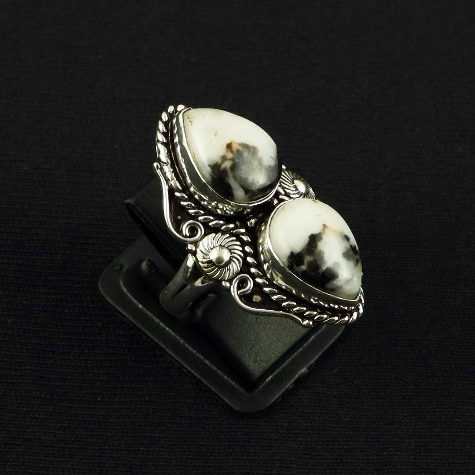 Natural Zebra Jasper Sterling Silver Plated Handmade Ring - 7MM: Product ID: 260610143701 Product - Handmade Silver Plated Ring Metal - 92.5 Sterling Silver Plated Ring Size - 7MM Gemstone - Zebra Jasper Gemstone Origin - Africa Gemstone Size - 10X14 MM ( 2 Stone )