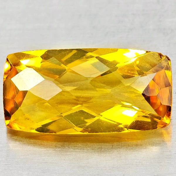 Natural Yellow Citrine Gemstones 3.64 Ct. Cushion Checkerboard Cut 14.4 x 7.3 Mm. (1 of 3)