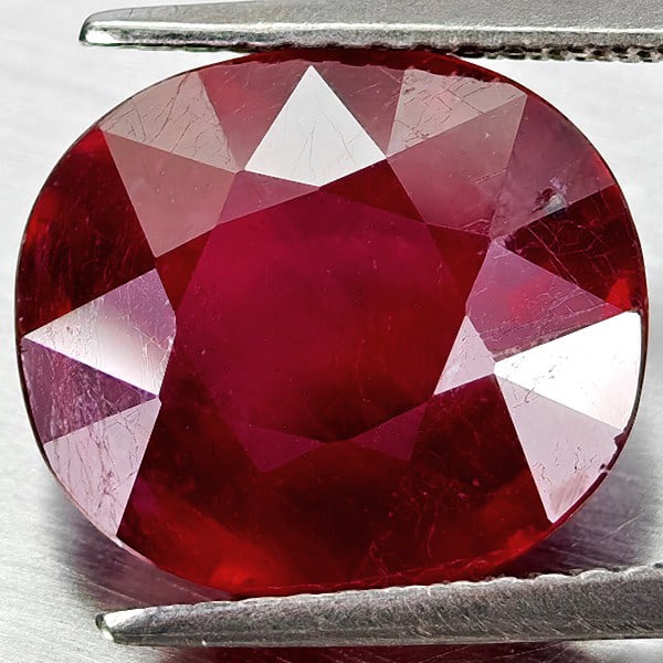 Natural Red Ruby Gemstones 7.64 Ct. Oval Shape 12.1 x 10.5 Mm. (1 of 3)