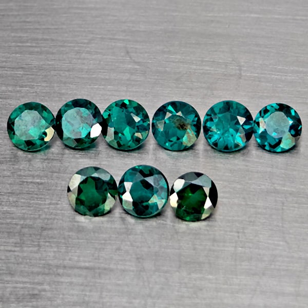 Natural Bluish Green Topaz Gemstones 3.22 Ct. 9 Pcs. Round Shape 4.1 Mm.: Product ID: 807168885 Product Name: Natural Topaz Weight: 3.22 CT. Size: 4.1 x 4.1 x 2.8 MM. Shape: Round Color: Bluish Green Clarity:SI1 Luster: Good Gems Origin: Brazil Treatment: Treated Crystal St