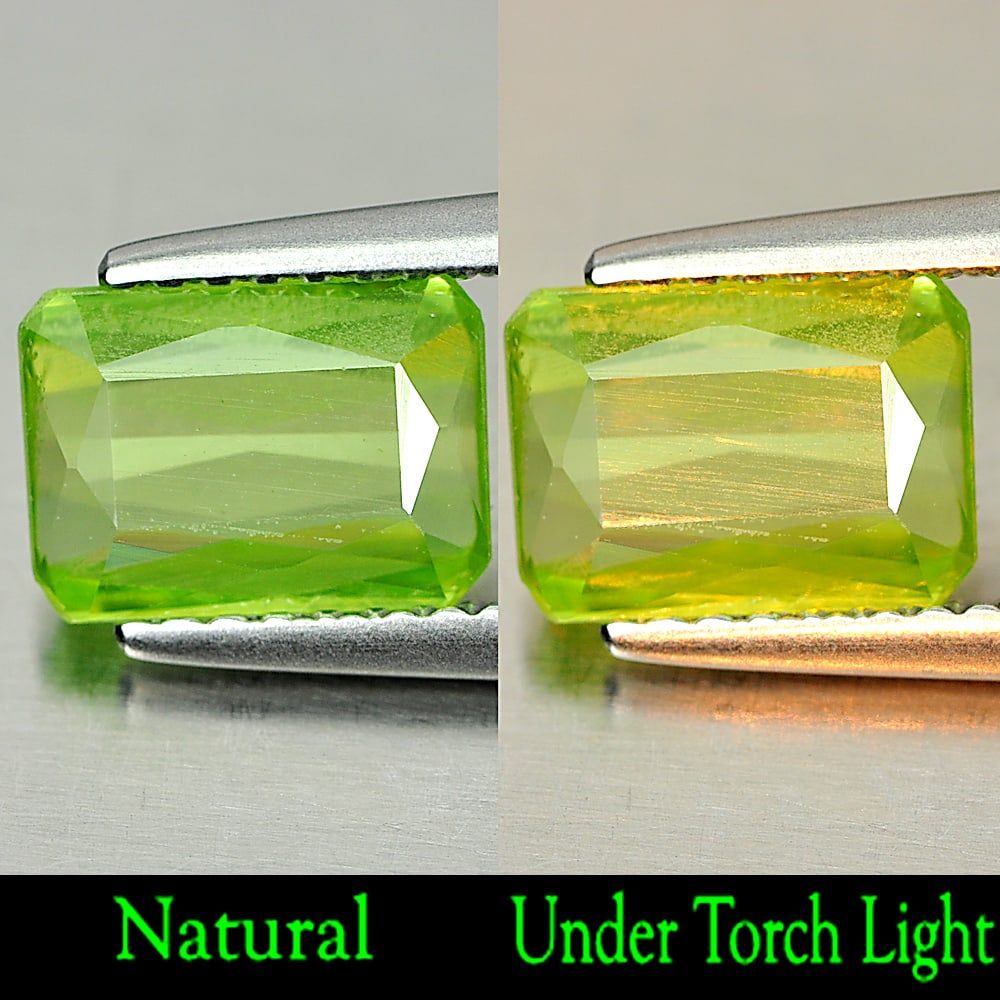 Natural Green Titanium Sphene Gemstones With Rainbow Spark 1.44 Ct. Octagon Shape 8.1 x 5.9 Mm.: Product ID: 806507924 Product Name: Natural Sphene Weight: 1.44 CT. Size: 8.1 x 5.9 x 2.6 MM. Shape: Octagon Color: Green With Rainbow Spark Clarity:SI1 Luster: Adamantine Gems Origin: Madagascar Trea