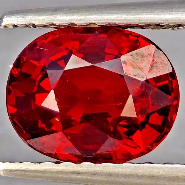 Natural Orangish Red Spessartine Garnet Gemstones 1.66 Ct. Oval Shape 7.4 x 6 Mm.: Product ID: 802937402 Product Name: Natural Garnet Weight: 1.66 CT. Size: 7.4 x 6 x 4.2 MM. Shape: Oval Shape Color: Orangish Red Clarity:VSI Luster: Good Gems Origin: Namibia Treatment: Unheated Crys