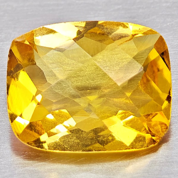 Natural Yellow Citrine Gemstones 2.50 Ct. Cushion Checkerboard Cut 10.2 x 8.1 Mm.: Product ID: 801815266 Product Name: Natural Citrine Weight: 2.50 CT. Size: 10.2 x8.1 x 5 MM. Shape: Cushion Checkerboard Color: Yellow Clarity:VSI Luster: Good Gems Origin: Brazil Treatment: Unheated 