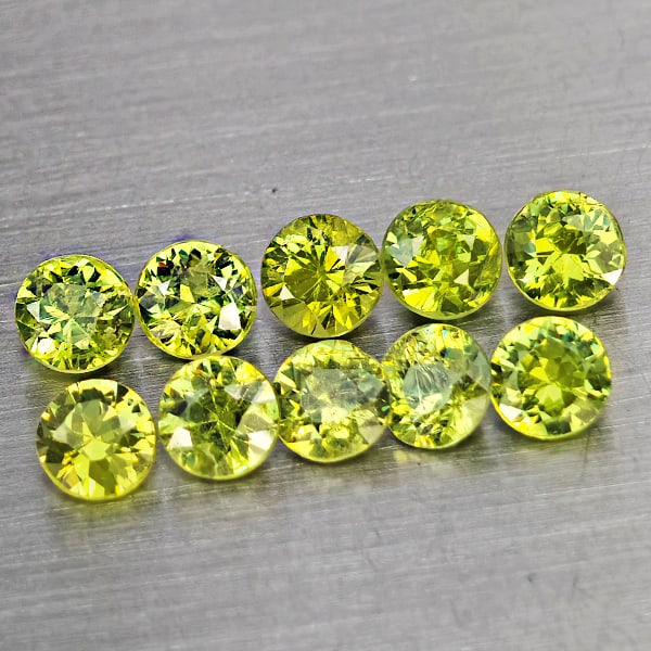 Natural Green Demantiod Garnet Gemstones 1.51 Ct. 10 Pcs. Round Diamond Cut 3.2 Mm.: Product ID: 802937641 Product Name: Natural Demantoid Weight: 1.51 CT. Size: 3.2 x 3.2 x 2.1 MM. Shape: Round Diamond Cut Color: Green Clarity:SI1 Luster: Good Gems Origin: Madagascar Treatment: Unhea