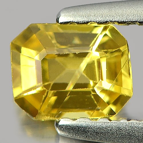 Natural Yellow Sapphire Gemstones 0.51 Ct. Octagon Shape 5 x 4 Mm.: Product ID: 806160934 Product Name: Natural Yellow Sapphire Weight: 0.51 CT. Size: 5 x 4 x 2.7 MM. Shape: Octagon Color: Yellow Clarity:VSI Luster: Good Gems Origin: Thailand Treatment: Heated Crystal