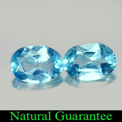 Natural Swiss Blue Topaz Gemstones 1.97 Ct. 2 Pcs. Oval Shape 7.1 x 5.1 Mm.: Product ID: 807164016 Product Name: Natural Blue Topaz Weight: 1.97 CT. Size: 7.1 x 5.1 x 3.4 MM. Shape: Oval Color: Swiss Blue Clarity:VSI Luster: Good Gems Origin: Brazil Treatment: Heated Crystal S