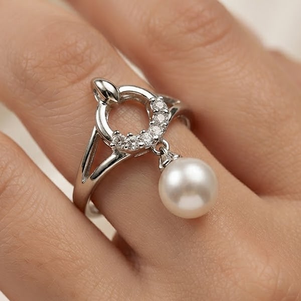 Natural White Peral 925 Sterling Silver Ring Jewelry 3.62 Grams 3.62 G. Size 8 (1 of 3)