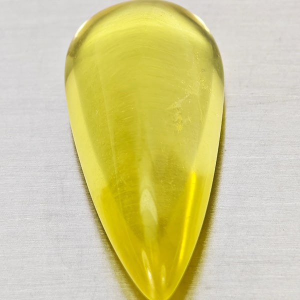 Natural Yellow Lemon Quartz Gemstones 22.84 Ct. Pear Cabochon Shape 31 x 13.4 Mm. (1 of 3)
