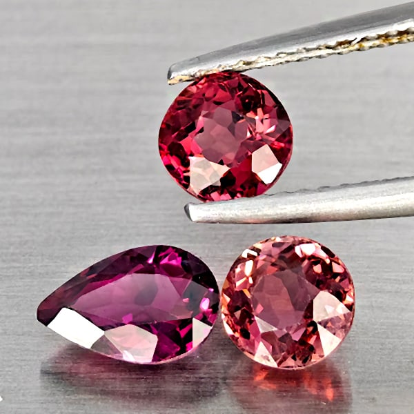 Natural Pink Tourmaline Gemstones 2.39 Ct. 3 Pcs Mixed Shape and Mixed Size (1 of 3)