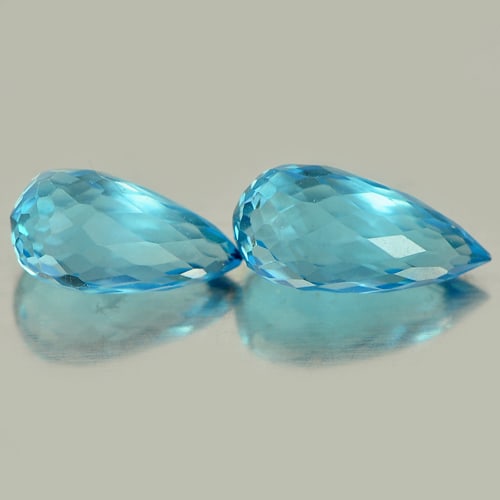 Natural Blue Topaz Gemstones 2.26 Ct. 2 Pcs. Briolette Shape 8.5 x 4 Mm.: Product ID: 807151333 Product Name: Natural Blue Topaz Weight: 2.26 CT. Size: 8.5 x 4 x 4 MM. Shape: Briolette Color: Blue Clarity:VVS Luster: Good Gems Origin: Brazil Treatment: Treated Crystal Struc