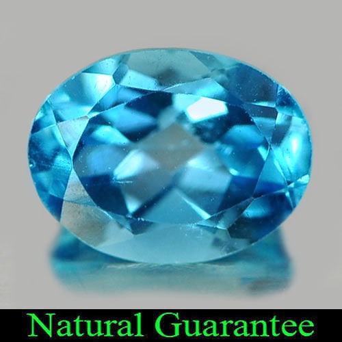 Natural Swiss Blue Topaz Gemstones 1.60 Ct. Oval Shape 8 x 6.1 Mm.: Product ID: 807161842 Product Name: Natural Blue Topaz Weight: 1.60 CT. Size: 8 x 6.1 x 4.2 MM. Shape: Oval Color: Swiss Blue Clarity:VSI Luster: Good Gems Origin: Brazil Treatment: Treated Crystal St