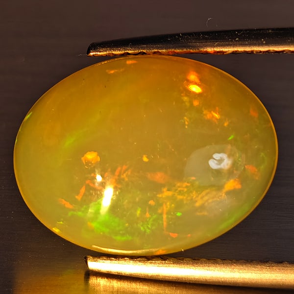 Natural Multi-Color Play Of Colour Opal Gemstone 3.67 Ct. Oval Cabochon Shape 14.4 x 9.4 Mm. (1 of 3)