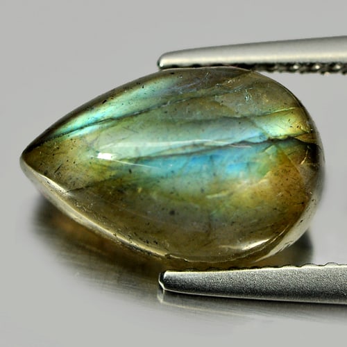 Natura Multi Color Labradorite Gemstones 3.33 Ct. Pear Cabochon 11.9 x 8 Mm. (1 of 3)