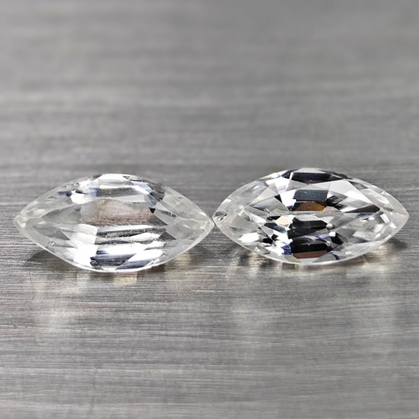 Natural White Zircon Gemstones 1.65 Ct. 2 Pcs. Marquise Shape 8 x 4.1 Mm.: Product ID: 807742963 Product Name: Natural Zircon Weight: 1.65 CT. Size: 8 x 4.1 x 3.8 MM. Shape: Marquise Color: White Clarity:VSI Luster: Good Gems Origin: Cambodia Treatment: Heated Crystal Struct