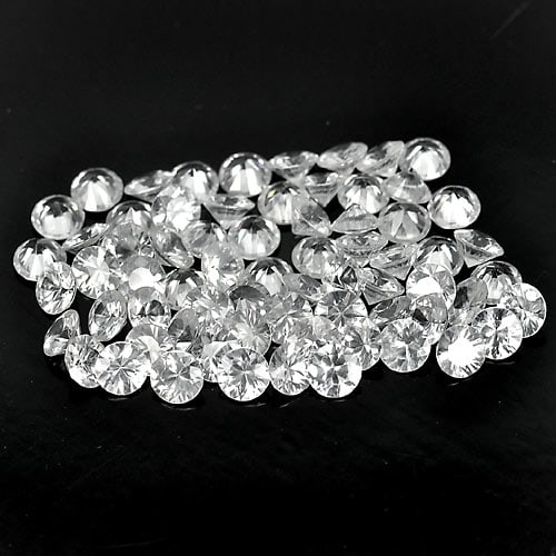 Natural White Zircon Gemstones 41.73 Ct. 68 Pcs. Round Diamond Cut 4.9 Mm. (1 of 3)