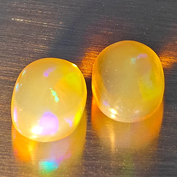 Natural Multi Color Play Of Colour Opal Gemstones 1.80 Ct. 2 Pcs. Oval Cabochon Shape 8 x 5.6 Mm. (1 of 3)