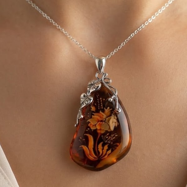 Natural Brown Yellow Amber Flower Carving In 925 Sterling Silver Jewelry 8.76 Grams Pendant: Product ID: 280140070 Product Type: 925 Sterling Silver Fine Jewelry Jewelry Weight: 8.76 Grams. Gemstones Color: Brown Yellow Metal: Solid Silver 92.5%. Gemstone Detail: Amber At Your Service: At Tre