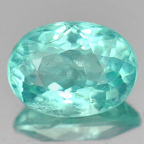Natural Paraiba Color Apatite Gemstones 0.92 Ct. Oval Shape 7 x 5.2 Mm.: Product ID: 800613045 Product Name: Natural Apatite Weight: 0.92 CT. Size: 7 x 5.2 x 3.7 MM. Shape: Oval Color: Neon Blue Clarity:SI1 Luster: Good Gems Origin: Tanzania Treatment: Unheated Crystal Str