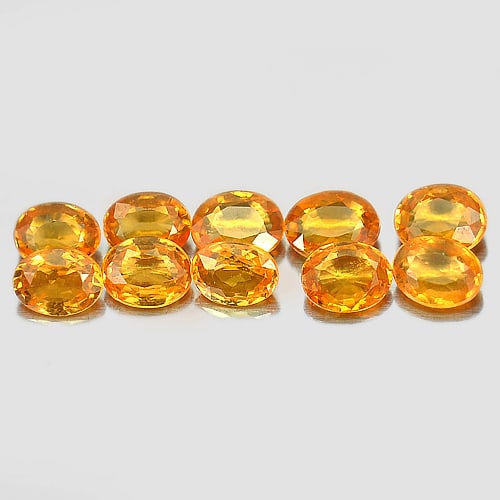 Natural Orange Spessartine Garnet Gemstones 2.47 Ct. 10 Pcs. Oval Shape 4 x 3 Mm.: Product ID: 802935254 Product Name: Natural Spessartine Weight: 2.47 CT. Size: 4 x 3 x 2 MM. Shape: Oval Color: Orange Clarity:VS Luster: Very Good Gems Origin: Namibia Treatment: Unheated Crystal Str