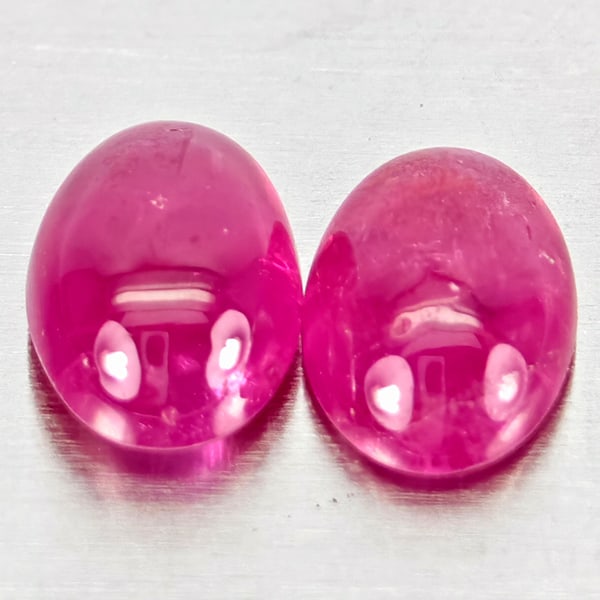 Natural Pink Red Jonson Ruby Gemstones 1.37 Ct. 2 Pcs. Oval Shape Cabochon 6.2 x 4.2 Mm. (1 of 3)