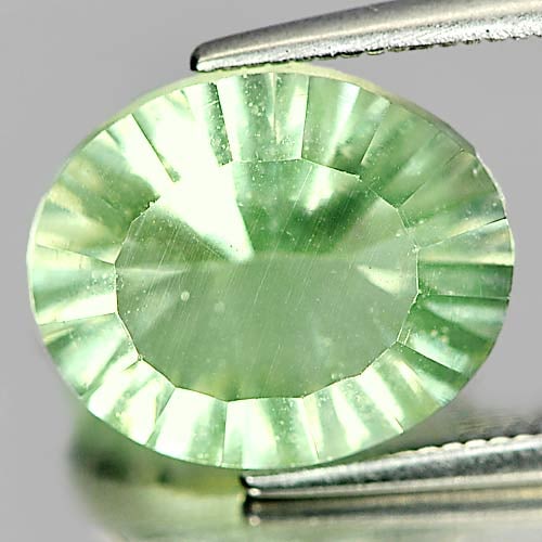 Natural Green Fluorite Gemstones 5.48 Ct. Oval Concave Cut 12.2 x 10.1 Mm.: Product ID: 802705292 Product Name: Natural Fluorite Weight: 5.48 CT. Size: 12.2 x 10.1 x 6.7 MM. Shape: Oval Concave Cut Color: Green Clarity:VSI Luster: Good Gems Origin: Brazil Treatment: Unheated 