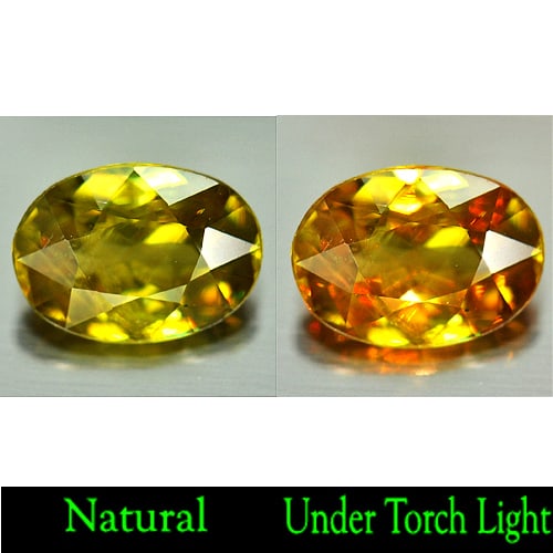 Natural Multi Color Sphene Gemstones 1.84 Ct. Oval Shape 8.9 x 6.4 Mm.: Product ID: 806504637 Product Name: Natural Sphene Weight: 1.84 CT. Size: 8.9 x 6.4 x 4 MM. Shape: Oval Color: Multi Color With Red Spark Clarity:VVS Luster: Good Gems Origin: Madagascar Treatment: Un