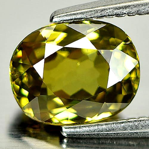 Natural Yellowish Green Demantoid Garnet Gemstones 1.53 Ct. Oval Shape 7.4 x 5.9 Mm. (1 of 3)