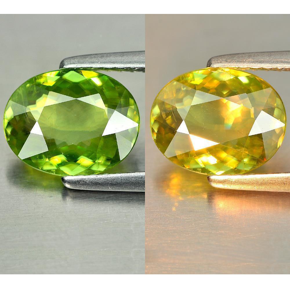 Natural Rainbow Spark Green Sphene Gemstones 1.91 Ct. Oval Shape 9.4 x 7.4 Mm.: Product ID: 806507799 Product Name: Natural Sphene Weight: 1.91 CT. Size: 9.4 x 7.4 x 3.4 MM. Shape: Oval Color: Green Clarity:VSI Luster: Adamantine Gems Origin: Madagascar Treatment: Unheated Crysta