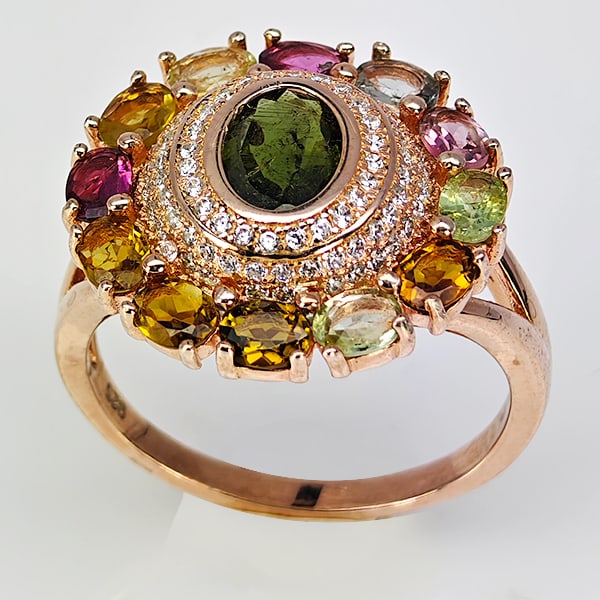 Natural Tourmaline Gemstones with 925 Sterling Silver Ring Jewelry 5.30 Grams Rose Gold Plated Size (1 of 3)