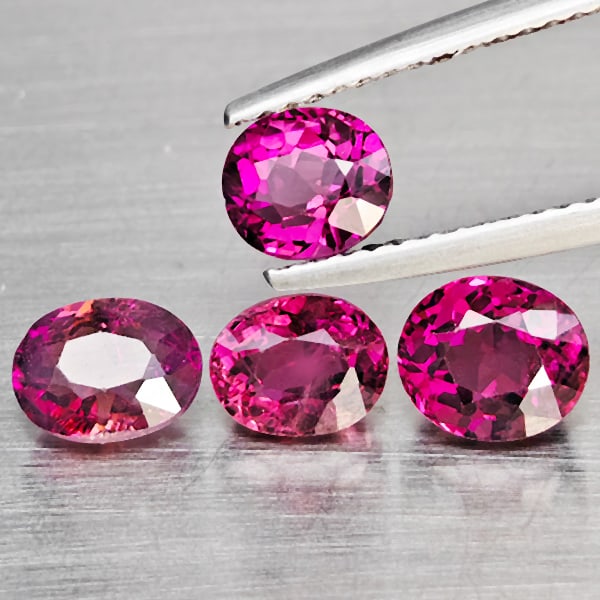 Natural Pink Tourmaline Gemstones 3.29 Ct. 4 Pcs. Oval Shape 6.4 x 4.9 Mm. (1 of 3)
