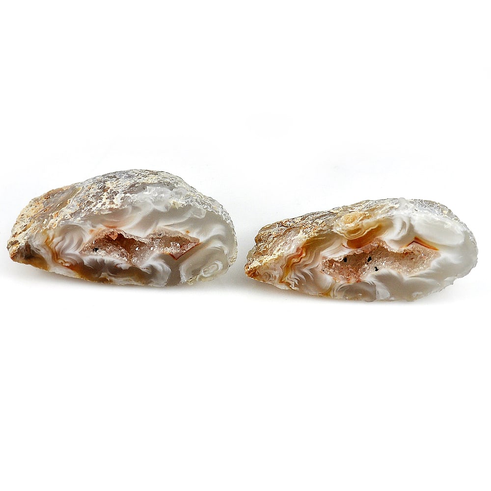 Natural Multi-Color Agate Druzy 199.44 Ct. Rough Shape Match Pair 44 x 42 Mm.: Product ID: 807804867 Product Name: Natural Agate Weight: 199.44 CT. Size: 44 x 42 x 19 MM. Shape: Rough Color: Multi-Color Clarity:Opaque Luster: Good Gems Origin: Madagascar Treatment: Unheated Crys