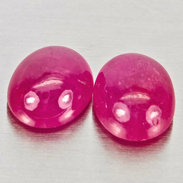 Natural Pink Red Jonson Ruby Gemstones 1.16 Ct. 2 Pcs. Oval Cabochon Shape 5 x 4 Mm. (1 of 3)
