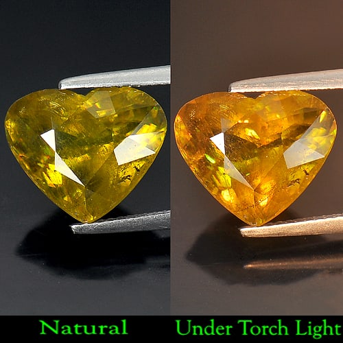 Natural Multi Color Titanium Sphene Red Spark Gemstones 7.83 Ct. Heart 14 x 11.8 Mm.: Product ID: 806504145 Product Name: Natural Sphene Weight: 7.83 CT. Size: 14 x 11.8 x 7.7 MM. Shape: Heart Color: Multi Color With Red Spark Clarity:SI Luster: Adamantine Gems Origin: Mardagascar Trea