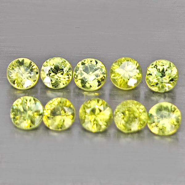 Natural Green Demantiod Garnet Gemstones 2.90 Ct. 10 Pcs Round Diamond Cut 3 Mm.: Product ID: 802937742 Product Name: Natural Demantoid Weight: 2.90 CT. Size: 3 x 3 x 2.3 MM. Shape: Round Diamond Cut Color: Green Clarity:SI1 Luster: Good Gems Origin: Madagascar Treatment: Unheated 