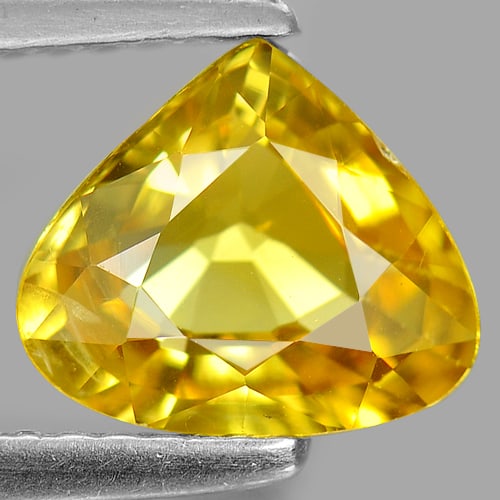 Natural Yellow Sapphire Gemstones 1.63 Ct. Pear Shape 8.5 x 7.3 Mm.: Product ID: 806151537 Product Name: Natural Yellow Sapphire Weight: 1.63 CT. Size: 8.5 x 7.3 x 3.6 MM. Shape: Pear Color: Yellow Clarity:VSI Luster: Very Good Gems Origin: Thailand Treatment: Heated C