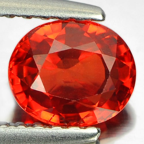 Natural Orangish Red Sapphire Gemstones 1.04 Ct. Clean Oval Shape 6.1 x 5.2 Mm.: Product ID: 106108368 Product Name: Natural Red Sapphire Weight: 1.04 CT. Size: 6.1 x 5.2 x 3.5 MM. Shape: Oval Color: Orangish Red Clarity:IF Luster: Good Gems Origin: Madagascar Treatment: Heated Cr