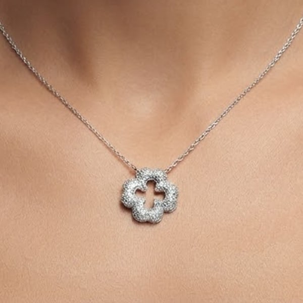 925 Sterling Silver Necklace Jewelry Flower Design with CZ Length 16 Inch.: Product ID: 280540211 Product Type: 925 Sterling Silver Fine Jewelry Jewelry Weight: 3.00 Grams. Gemstones Color: Silver Metal: Solid Silver 92.5%. Gemstone Detail: About 3.00 Grams. And White CZ Roun