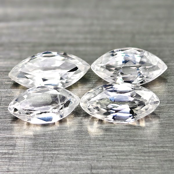 Natural White Color Zircon Gemstones 2.58 Ct. 4 Pcs. Marquise Shape: Product ID: 807743012 Product Name: Natural Zircon Weight: 2.58 CT. Size: 7.2 x 3.7 x 2.7 MM. Shape: Marquise Color: White Clarity:VSI Luster: Good Gems Origin: Cambodia Treatment: Heated Crystal Stru