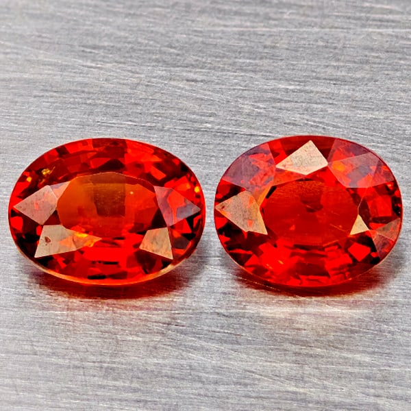Natural Orangish Red Spessartine Garnet Gemstones 1.80 Ct. 2 Pcs. Oval Shape 6.5 x 5 Mm.: Product ID: 802937075 Product Name: Natural Garnet Weight: 1.80 CT. Size: 6.5 x 5 x 3 MM. Shape: Oval Shape Color: Orangish Red Clarity:VVS Luster: Good Gems Origin: Namibia Treatment: Unheated Crysta