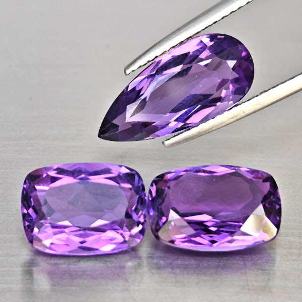 Natural Purple Amethyst Gemstones 11.22 Ct. 3 Pcs.Mixed Shape (1 of 3)