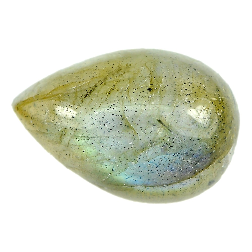 Natural Multi-Color Labradorite Gemstone 3.32 Ct. Pear Cabochon Shape 12 x 8 Mm. (1 of 3)