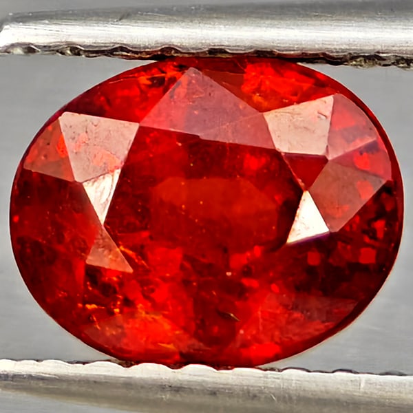 Natural Orangish Red Spessartine Garnet Gemstones 1.51 Ct. Oval Shape 7 x 5.7 Mm.: Product ID: 802937055 Product Name: Natural Garnet Weight: 1.51 CT. Size: 7 x 5.7 x 4.1 MM. Shape: Oval Shape Color: Orangish Red Clarity:VSI Luster: Good Gems Origin: Namibia Treatment: Unheated Crys