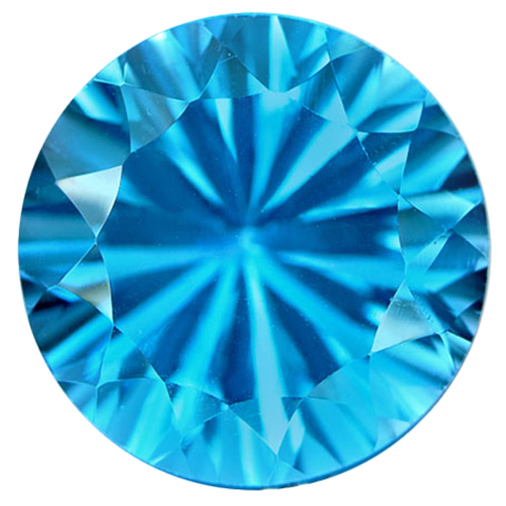 Natural Swiss Blue Topaz Gemstones 7.31 Ct. Round Cornflower Cut 11.9 x 11.9 Mm.: Product ID: 807165839 Product Name: Natural Blue Topaz Weight: 7.31 CT. Size: 11.9 x 11.9 x 7.7 MM. Shape: Round Cornflower Cut Color: Blue Clarity:IF Luster: Very Good Gems Origin: Brazil Treatment: 