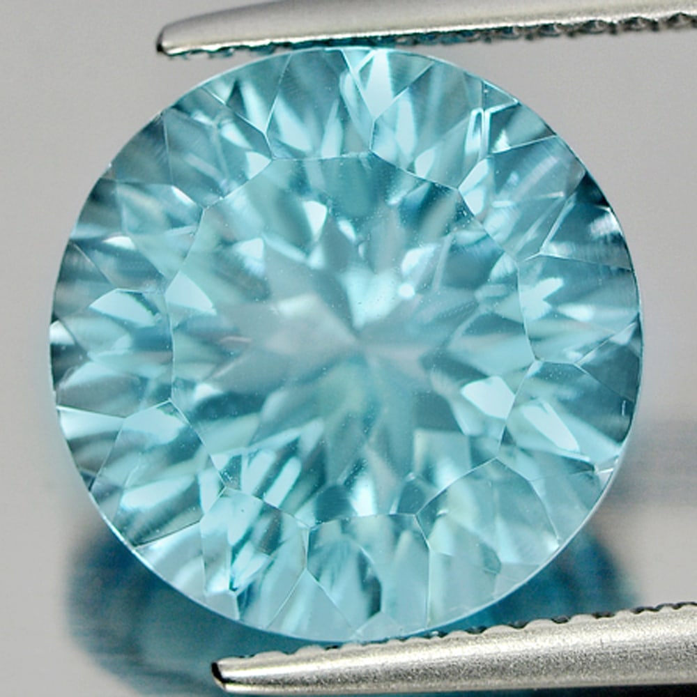 Natural Blue Topaz Gemstones 7.61 Ct. Clean Round Cornflower Cut 12 Mm.