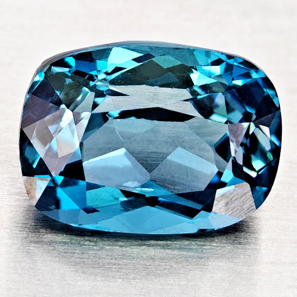 Natural London Blue Topaz Gemstones 3.44 Ct. Cushion Shape 10.3 x 9.7 Mm. (1 of 3)