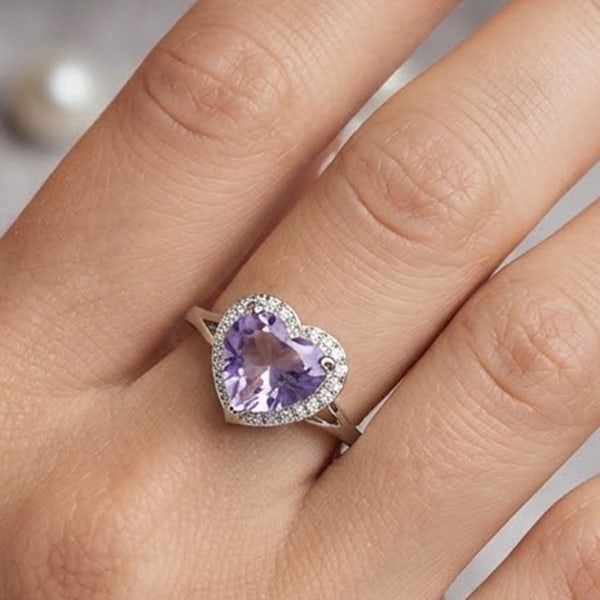 Natural Purple Amethyst Gemstones 925 Sterling Silver Ring Jewelry 1.09 Grams Size 7