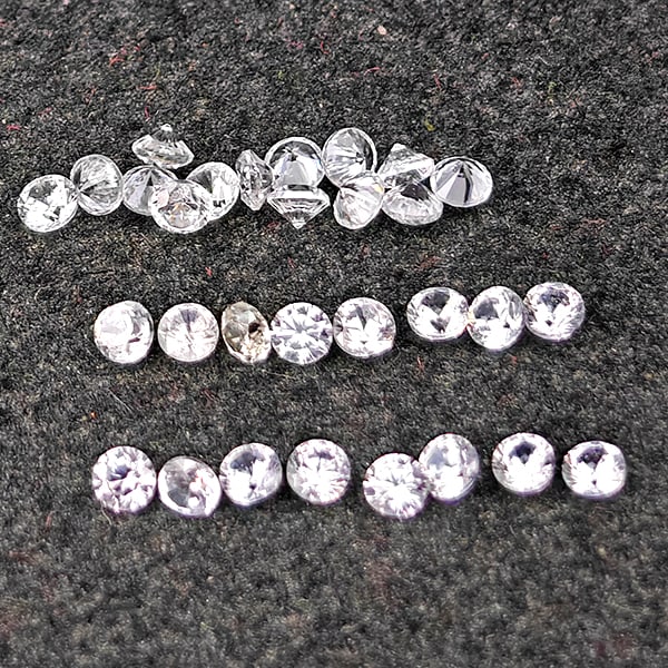Natural White Zircon Gemstones 0.66 Ct. 30 Pcs. Round Diamond Cut 1.5 Mm.