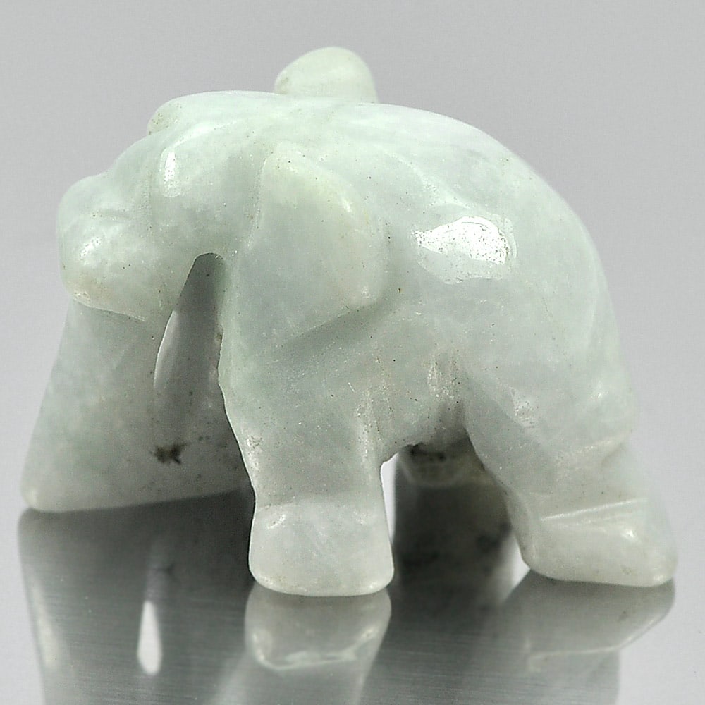 Natural Multi Color Green White Jade 50.52 Ct. Elephant Carving Shape 26 x 18 Mm.