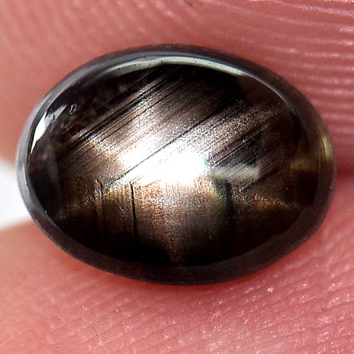 Natural Black Star Sapphire Gemstones 1.60 Ct. Oval Cabochon Shape 7.6 x 5.3 Mm.